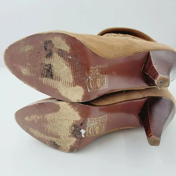 Farylrobin Ankle Boots Womens Size 7.5 Brown Suede Booties Weaved Anthropoligie - Picture 5 of 10